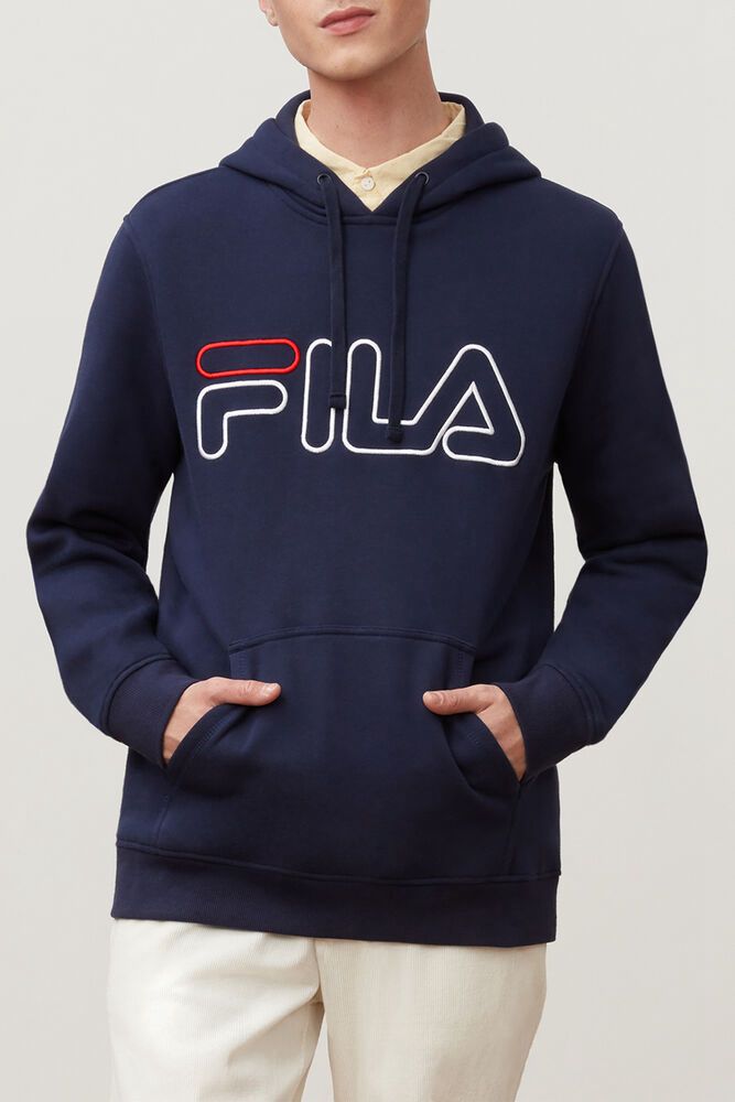 Fila Prati Navy Hoodie Mens - NZ 20695-HPKQ